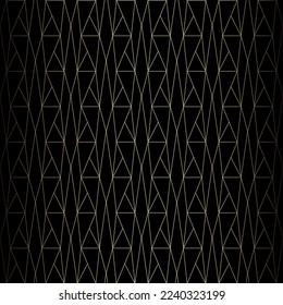 Art Deco Wallpaper. Black and gold seamless pattern in roaring twenties style. Line art deco background for interior design