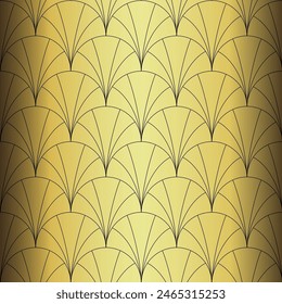 Art Deco Wallpaper. Black and gold seamless pattern in roaring twenties style. Line art deco background for interior design. Elegant art deco type