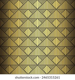 Art Deco Wallpaper. Black and gold seamless pattern in roaring twenties style. Line art deco background for interior design. Elegant art deco type