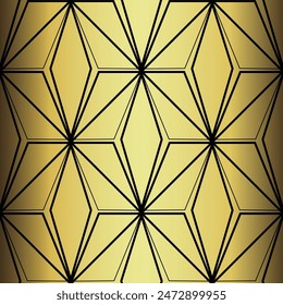 Art Deco Wallpaper. Black and gold seamless pattern in roaring twenties style. Line art deco background for interior design. Elegant art deco type