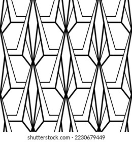 Art Deco Wallpaper. Black and white seamless pattern in roaring twenties style. Line art deco background for interior design