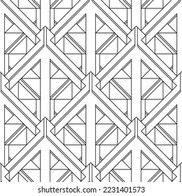 Art Deco Wallpaper. Black and white seamless pattern in roaring twenties style. Line art deco background for interior design