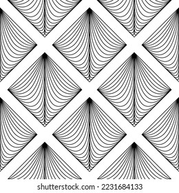 Art Deco Wallpaper. Black and white seamless pattern in roaring twenties style. Line art deco background for interior design