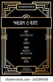 Art Deco Wedding Invitation Card Vector/illustration