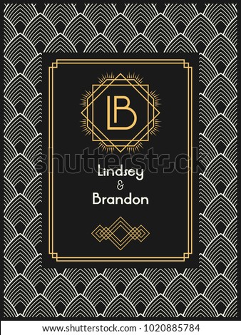 Art Deco Wedding Invitation Card Template Stock Vector Royalty Free