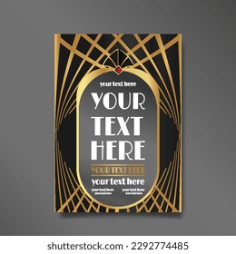 Art deco wedding invitation save the date card art nuevo. Luxury classic antique event cards design. VIP invite, Fancy party Gatsby invitation. Thank you card. Vector vintage illustration