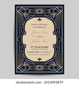 Art Deco Wedding Invitation Template