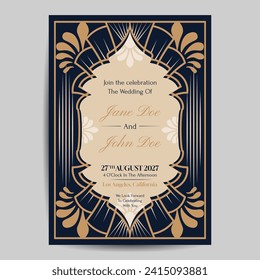 Art Deco Wedding Invitation Template