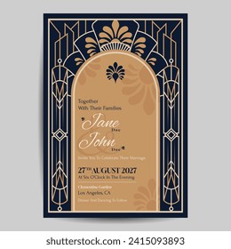 Art Deco Wedding Invitation Template