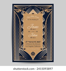 Art Deco Wedding Invitation Template