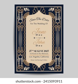 Art Deco Wedding Invitation Template