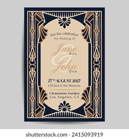 Art Deco Wedding Invitation Template