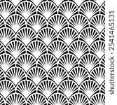 Art Deco white and black arch seamless pattern. Geometric decorative texture. Vector vintage background.