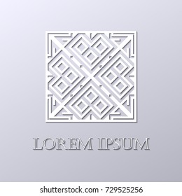 Art deco white ornamental logo. Template for design. Vector illustration eps10