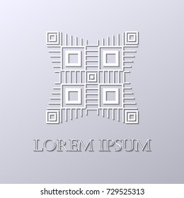 Art deco white ornamental logo. Template for design. Vector illustration eps10