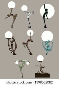 Art Deco Women, Artistic Poses Statues from the 1920s 