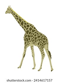 Art Deco or WPA poster of a giraffe or Giraffa camelopardalis viewed from side rear done in works project administration style.