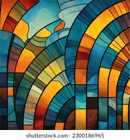 Art deco x gaudi style background 