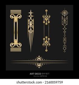 Art decoArt Nuevo DIY elegant elements vector golden black elegant luxury set of objects for print and web. Creative illustration.