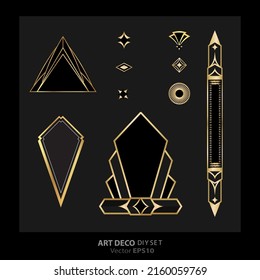 Art decoArt Nuevo DIY elegant elements vector golden black elegant luxury set of objects for print and web. Creative illustration.