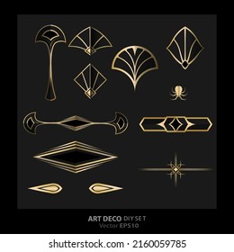 Art decoArt Nuevo DIY elegant elements vector golden black elegant luxury set of objects for print and web. Creative illustration.