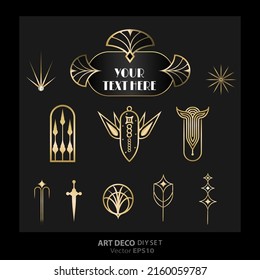 Art decoArt Nuevo DIY elegant elements vector golden black elegant luxury set of objects for print and web. Creative illustration.