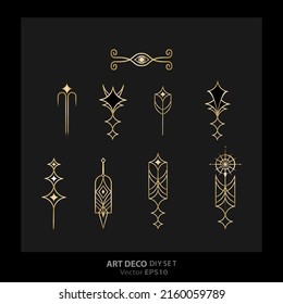 Art decoArt Nuevo DIY elegant elements vector golden black elegant luxury set of objects for print and web. Creative illustration.