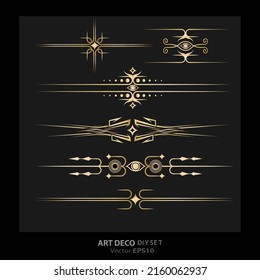 Art decoArt Nuevo DIY elegant elements vector golden black elegant luxury set of objects for print and web. Creative illustration.