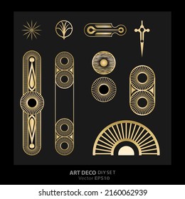 Art decoArt Nuevo DIY elegant elements vector golden black elegant luxury set of objects for print and web. Creative illustration.