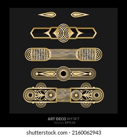 Art decoArt Nuevo DIY elegant elements vector golden black elegant luxury set of objects for print and web. Creative illustration.