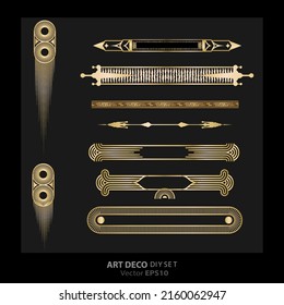 Art decoArt Nuevo DIY elegant elements vector golden black elegant luxury set of objects for print and web. Creative illustration.