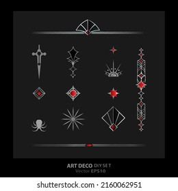 Art decoArt Nuevo DIY elegant elements vector golden black elegant luxury set of objects for print and web. Creative illustration.