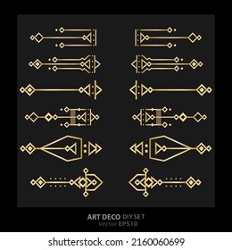 Art decoArt nuevo DIY elements vector luxury golden black elegant  set of borders for print and web. Creative illustration.