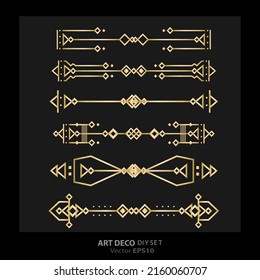 Art decoArt nuevo DIY elements vector luxury golden black elegant  set of borders for print and web. Creative illustration.