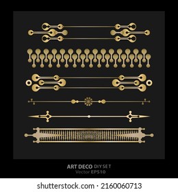 Art decoArt nuevo DIY elements vector luxury golden black elegant  set of borders for print and web. Creative illustration.