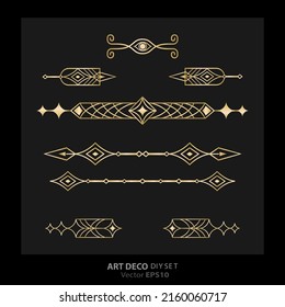 Art decoArt nuevo DIY elements vector luxury golden black elegant  set of borders for print and web. Creative illustration.