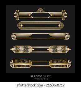 Art decoArt nuevo DIY elements vector luxury golden black elegant  set of borders for print and web. Creative illustration.