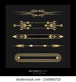 Art decoArt nuevo DIY elements vector luxury golden black elegant  set of borders for print and web. Creative illustration.