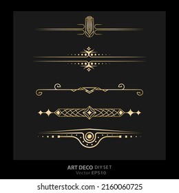 Art decoArt nuevo DIY elements vector luxury golden black elegant  set of borders for print and web. Creative illustration.