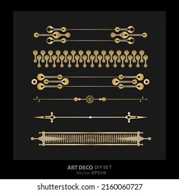 Art decoArt nuevo DIY elements vector luxury golden black elegant  set of borders for print and web. Creative illustration.