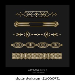 Art decoArt nuevo DIY elements vector luxury golden black elegant  set of borders for print and web. Creative illustration.