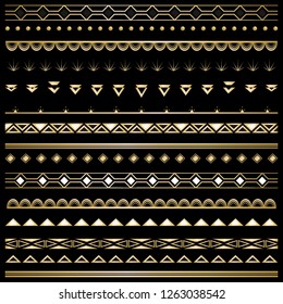 Art deco/Art nuvo diy vector golden black elegant  set of borders for print and web. Creative illustration.