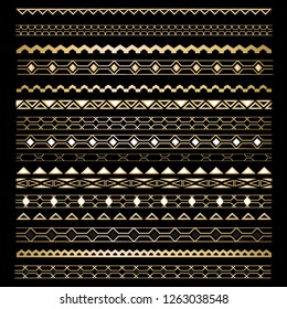 Art deco/Art nuvo diy vector golden black elegant  set of borders for print and web. Creative illustration.