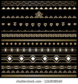 Art deco/Art nuvo diy vector golden black elegant  set of borders for print and web. Creative illustration.