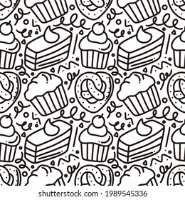 art decoration of pastry hand drawing background with icons and design elements