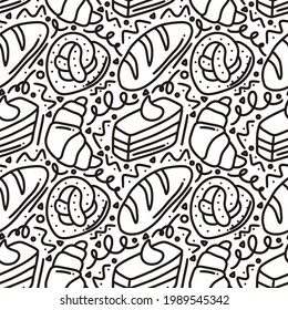 art decoration of pastry hand drawing background with icons and design elements