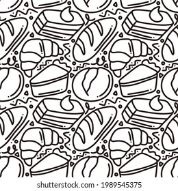 art decoration of pastry hand drawing background with icons and design elements