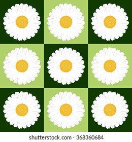 Art delicate daisy chamomile back pattern pop-art green