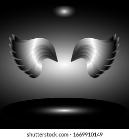 Art depicting the wings and halo of an angel. Image in red and white using gradients.