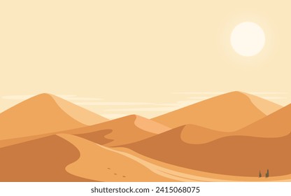 Art of Desert Dunes. desert landscape with sun vector illustration svg